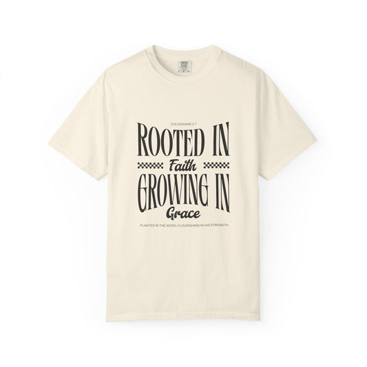 Faith T-Shirt — "Rooted in Faith, Growing in Grace" Inspirational Christian Tee
