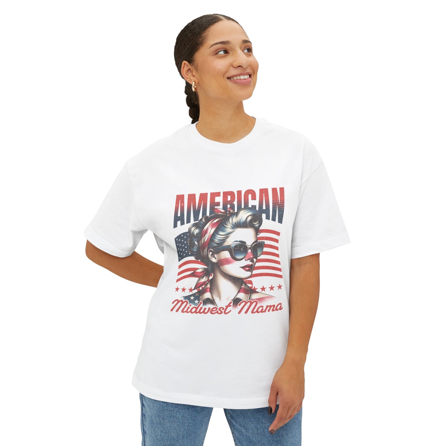 American Midwest Mama Tee — Patriotic Vintage Rosie Graphic Shirt