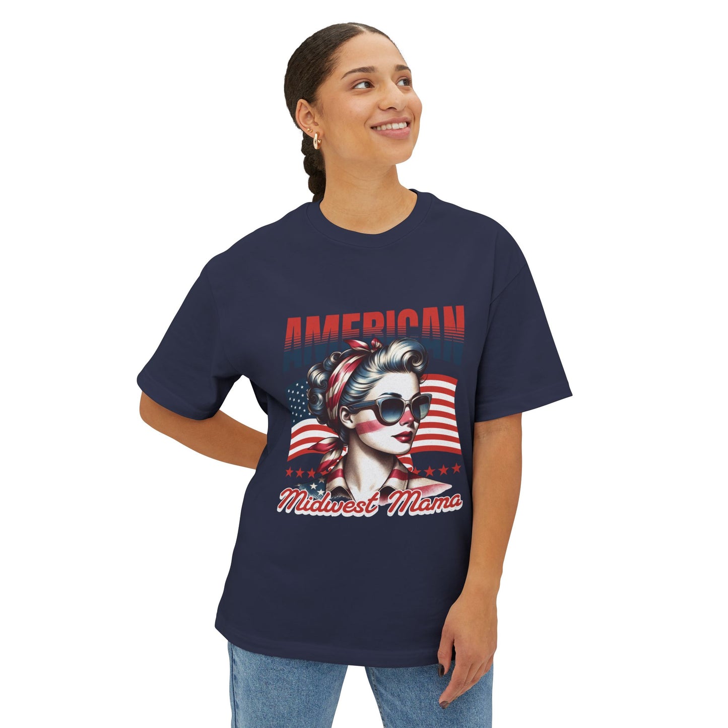 American Midwest Mama Tee — Patriotic Vintage Rosie Graphic Shirt