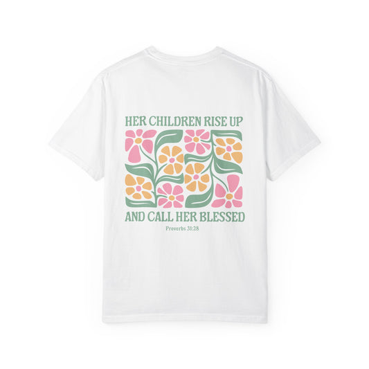 Women's Floral 'Her Children Rise Up and Call Her Blessed' T-Shirt